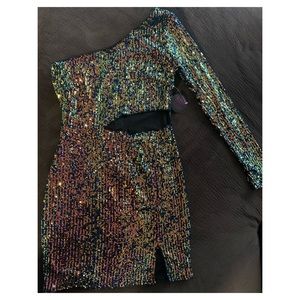 Never Worn - Multi-Colored Sequined Mini Dress